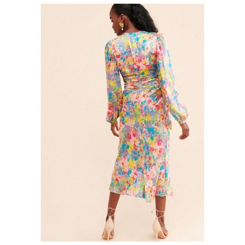 Ronny Kobo Mia Floral Midi Dress Long Sleeve Cocktail - Picture 2 of 11
